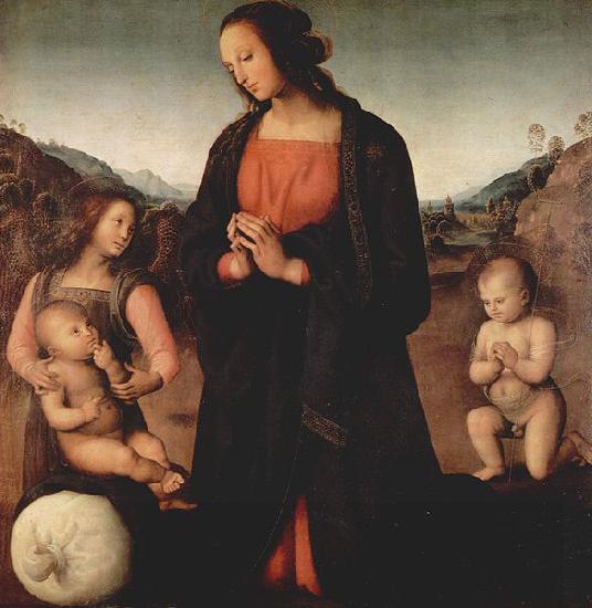 Pietro Perugino Maria, das Christuskind anbetend, mit Johannes dem Taufer und einem Engel China oil painting art